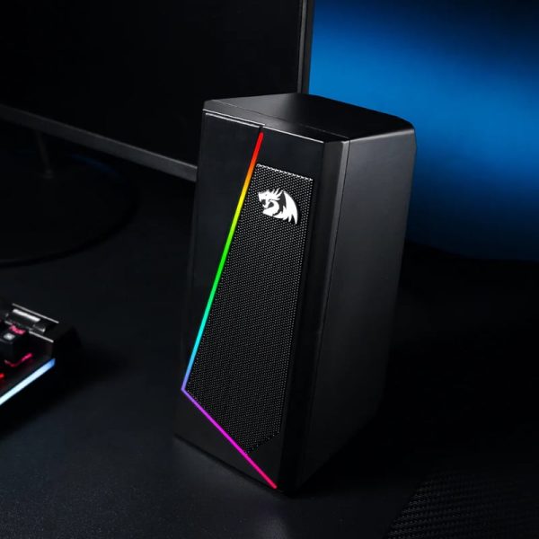 REDRAGON 2.0 Satellite Speaker ANVIL 2 x 3W RGB USB|Aux Gaming Speaker - Black - Image 5