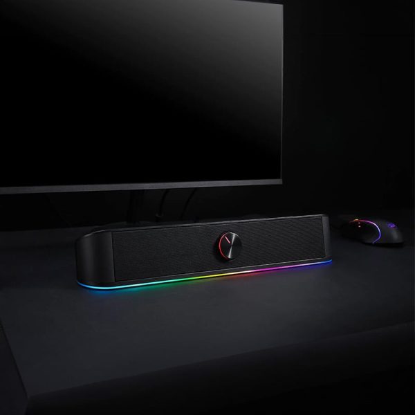 REDRAGON 2.0 Sound Bar ADIEMUS 2 x 3W RGB USB|Aux PC Gaming Speaker - Black - Image 6