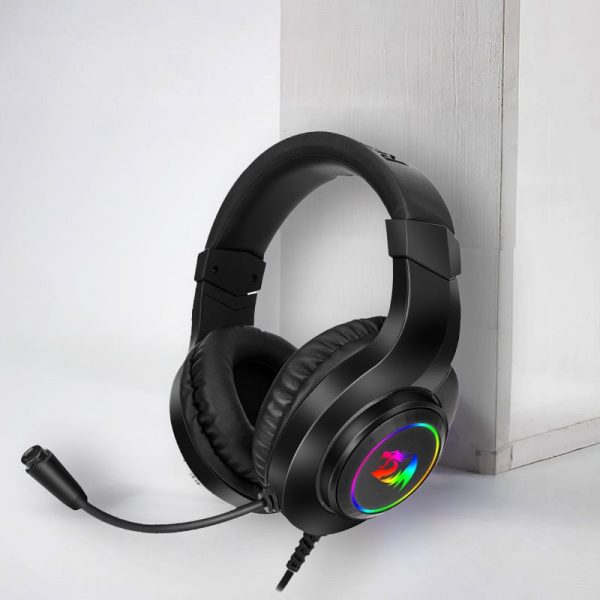 REDRAGON Over-Ear HYLAS Aux (Mic and Headset)|USB (Power Only)RGB Gaming Headset - Black - Image 7