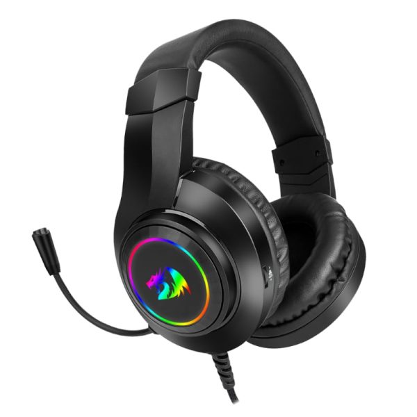 REDRAGON Over-Ear HYLAS Aux (Mic and Headset)|USB (Power Only)RGB Gaming Headset - Black - Image 2