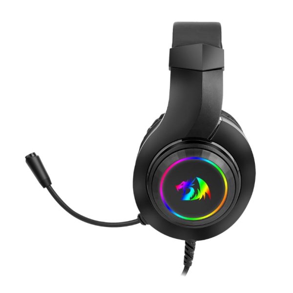 REDRAGON Over-Ear HYLAS Aux (Mic and Headset)|USB (Power Only)RGB Gaming Headset - Black - Image 4