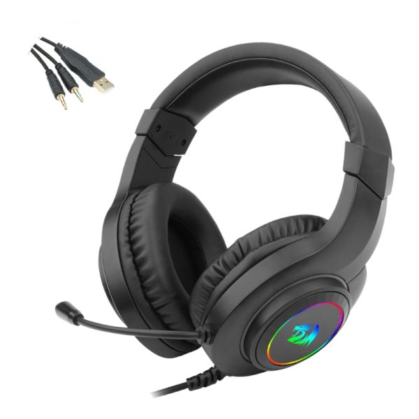 REDRAGON Over-Ear HYLAS Aux (Mic and Headset)|USB (Power Only)RGB Gaming Headset - Black - Image 6