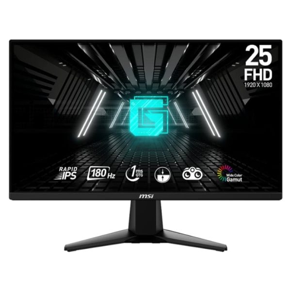 25" MSI G255F Gaming Monitor 1920x1080 (FHD) Rapid IPS 1mz 180Hz Adaptive Sync HDMI Displayport Black